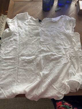 torrid White Embroidered Lace-Trim Blouse